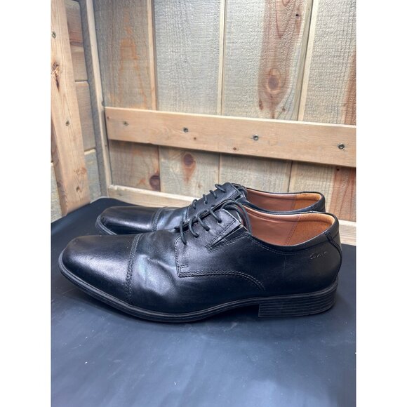 Clarks Collection Black Leather Mens Dress Shoes Size 14 - Picture 5 of 9